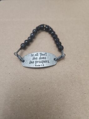 Psalm 1:3 Beaded Bracelet - Black